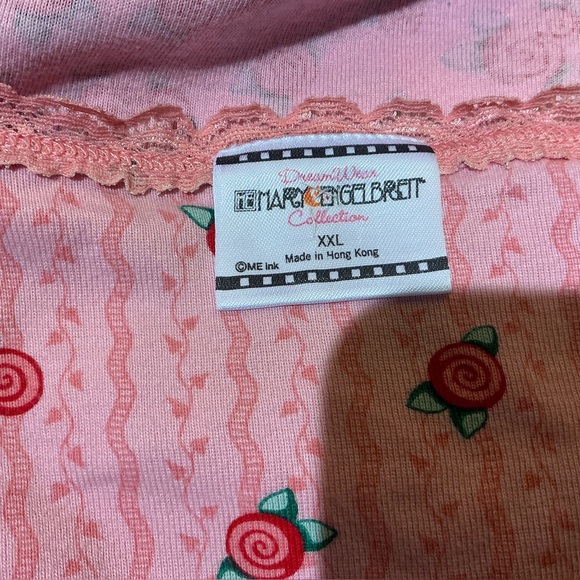 Vtg Mary Engelbreit Dreamwear Nightgown Womens Pink Floral Crochet Trim Cottage - Picture 12 of 13